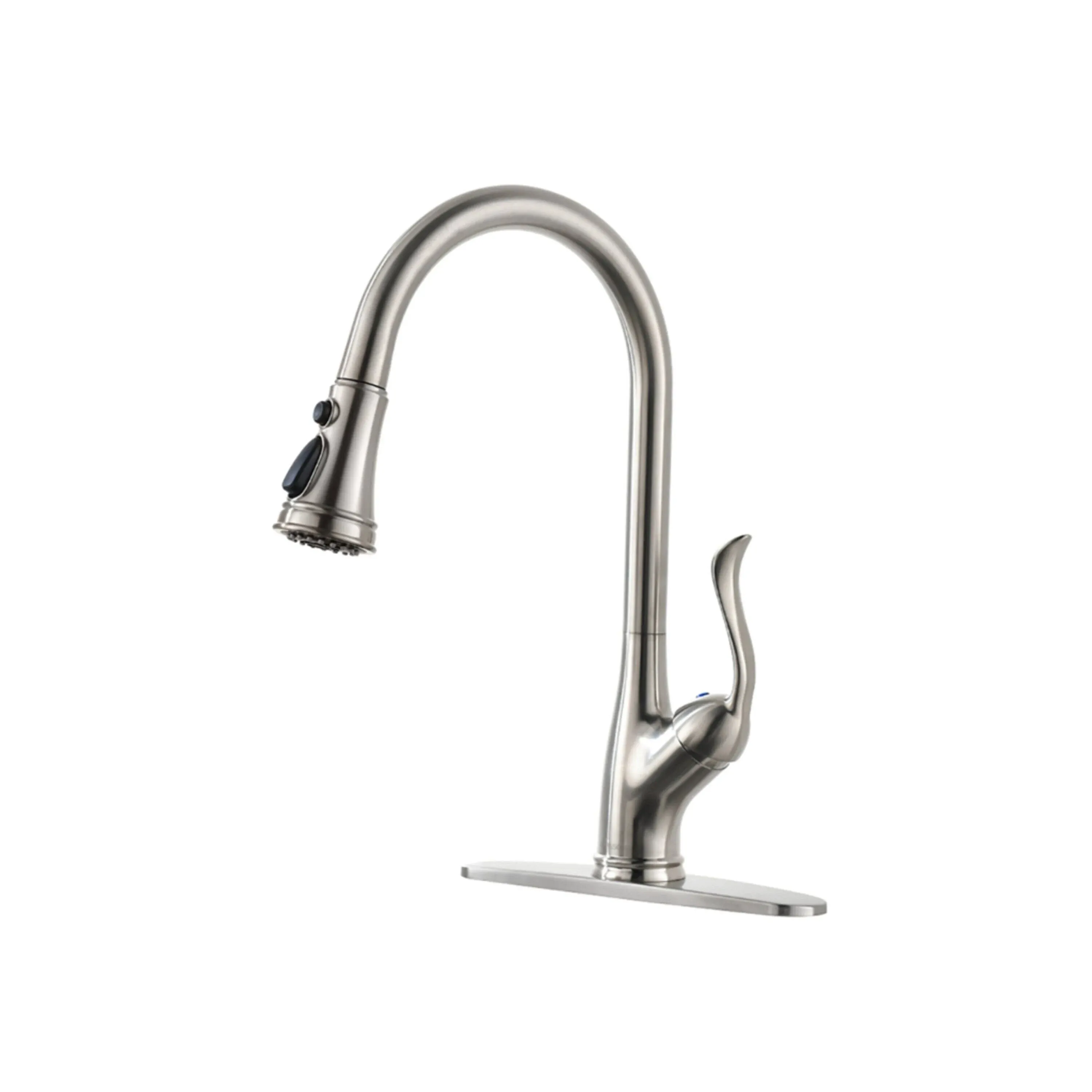 APPASO Brushed Nickel Single Handle High-arc Kitchen Faucet with Deck PlateAPPASO Brushed Nickel Single Handle High-arc Kitchen Faucet with Deck Plate