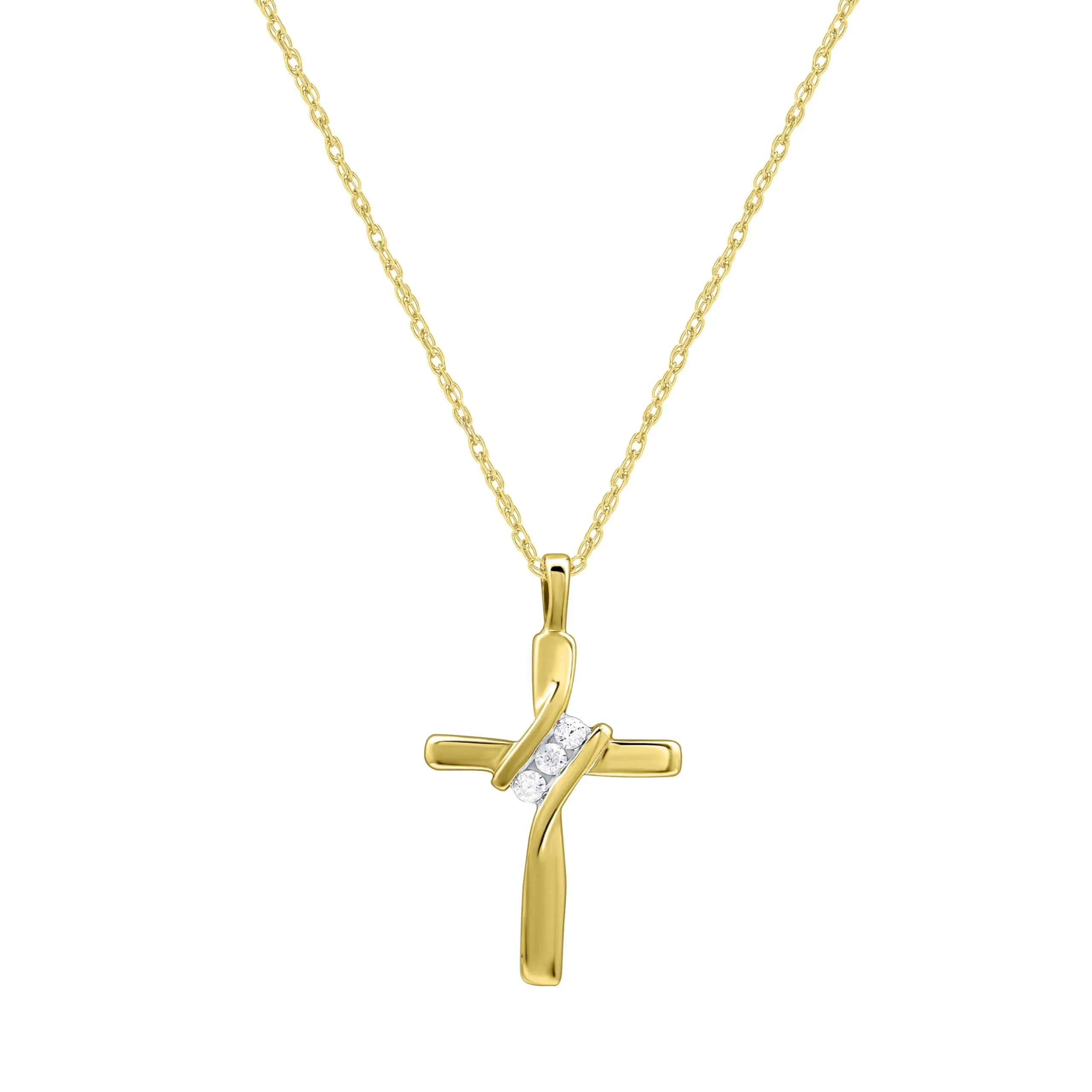 JewelExclusive Accent 3 Stone Cross Small Pendant