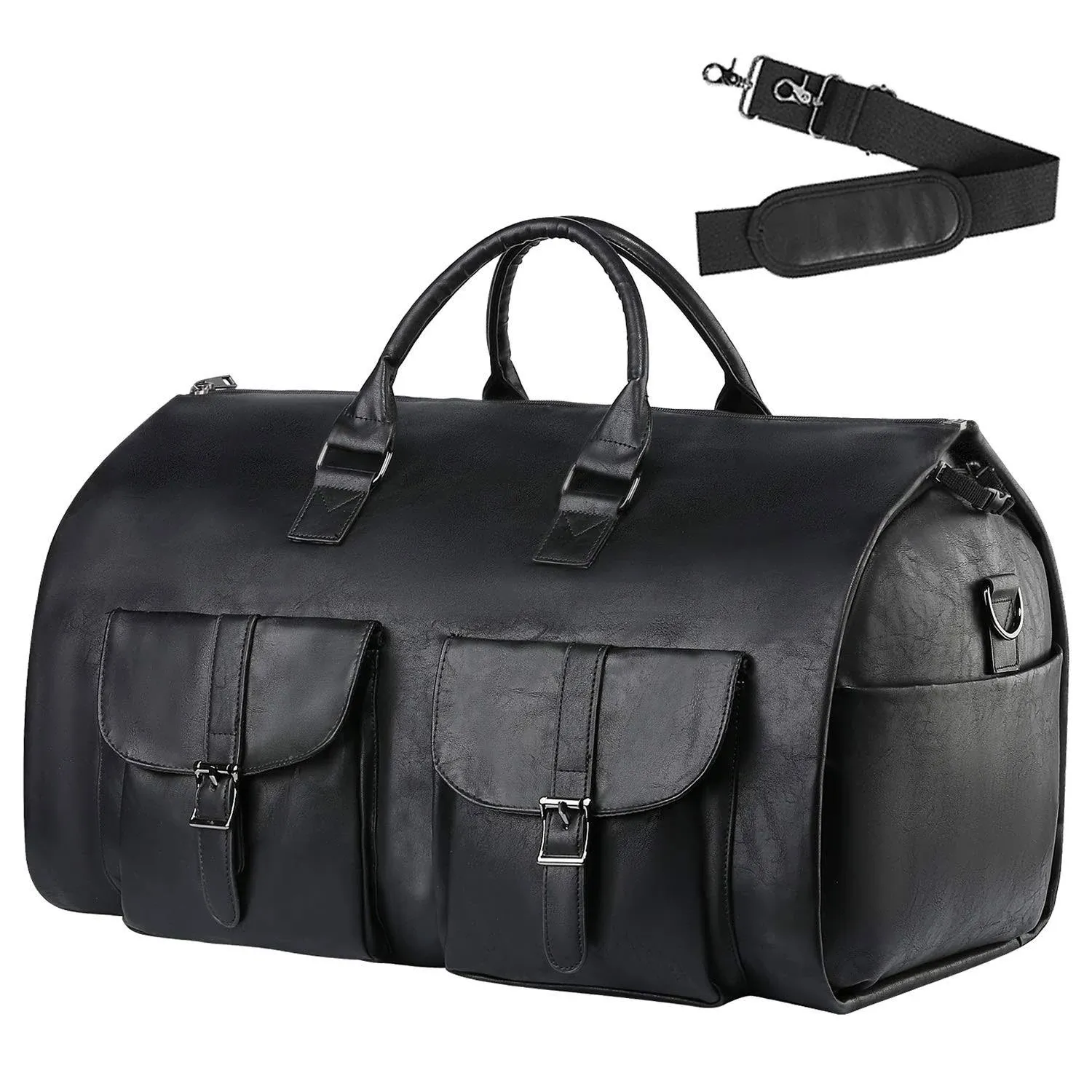 𝅺men&#x27;s Kand Carry On Large Leather Duffel Bag Black