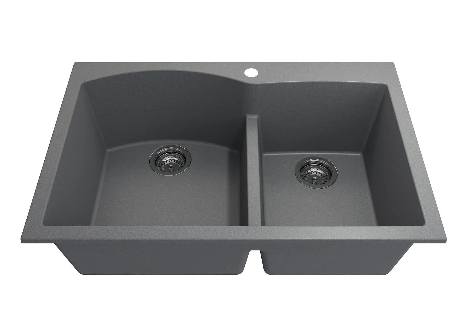 BOCCHI 33" Campino Duo Dual Mount Granite 60/40 Double Bowl Kitchen Sink with ...