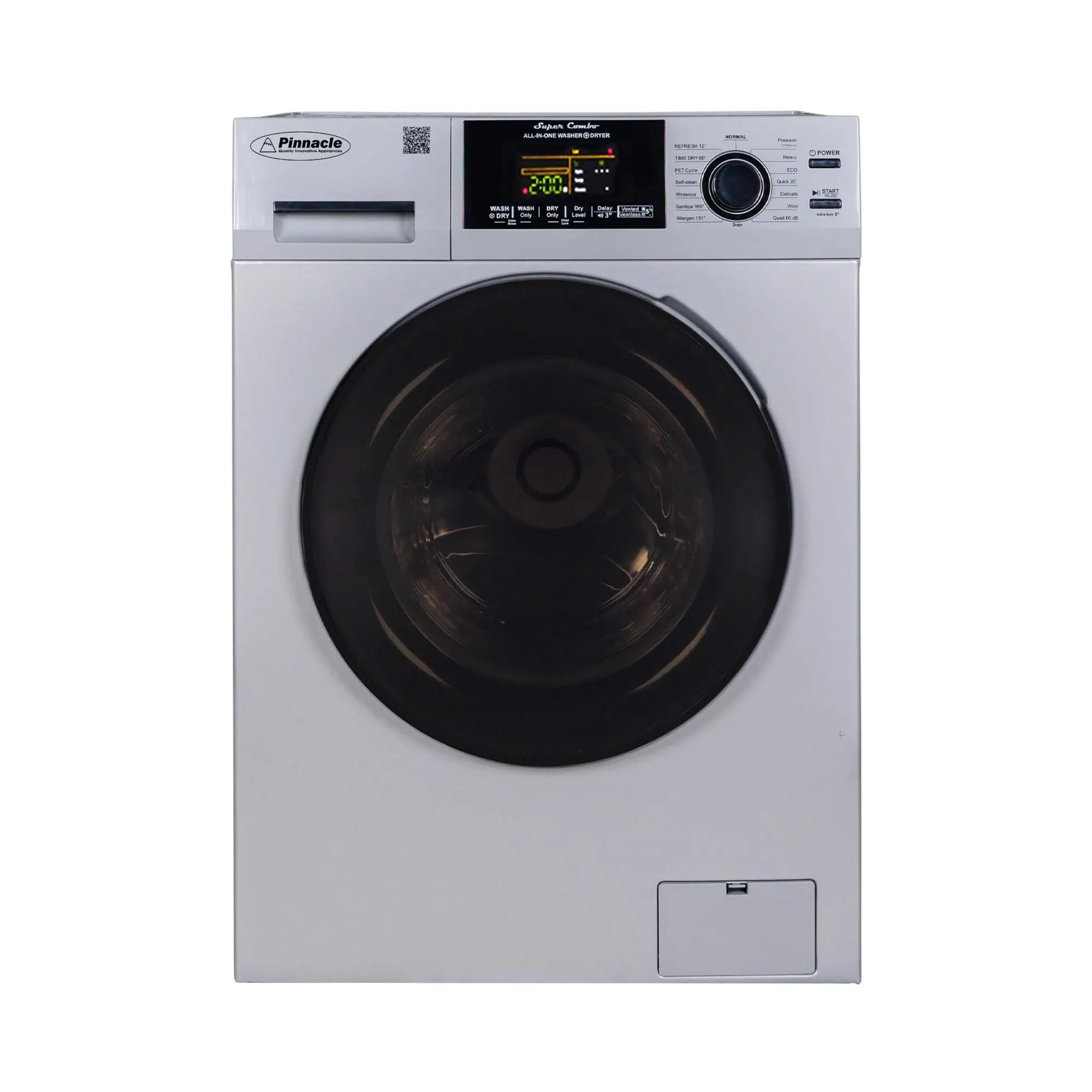 Equator Advanced Appliances All-in-One Washer Dryer VENTLESS/VENTED Pet Cycle 1.62cf/15lbs 110V Silver