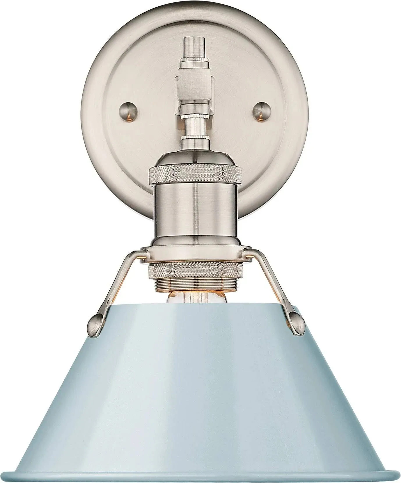 Golden Lighting Orwell 1-Light Pewter Wall Sconce with Seafoam Shade