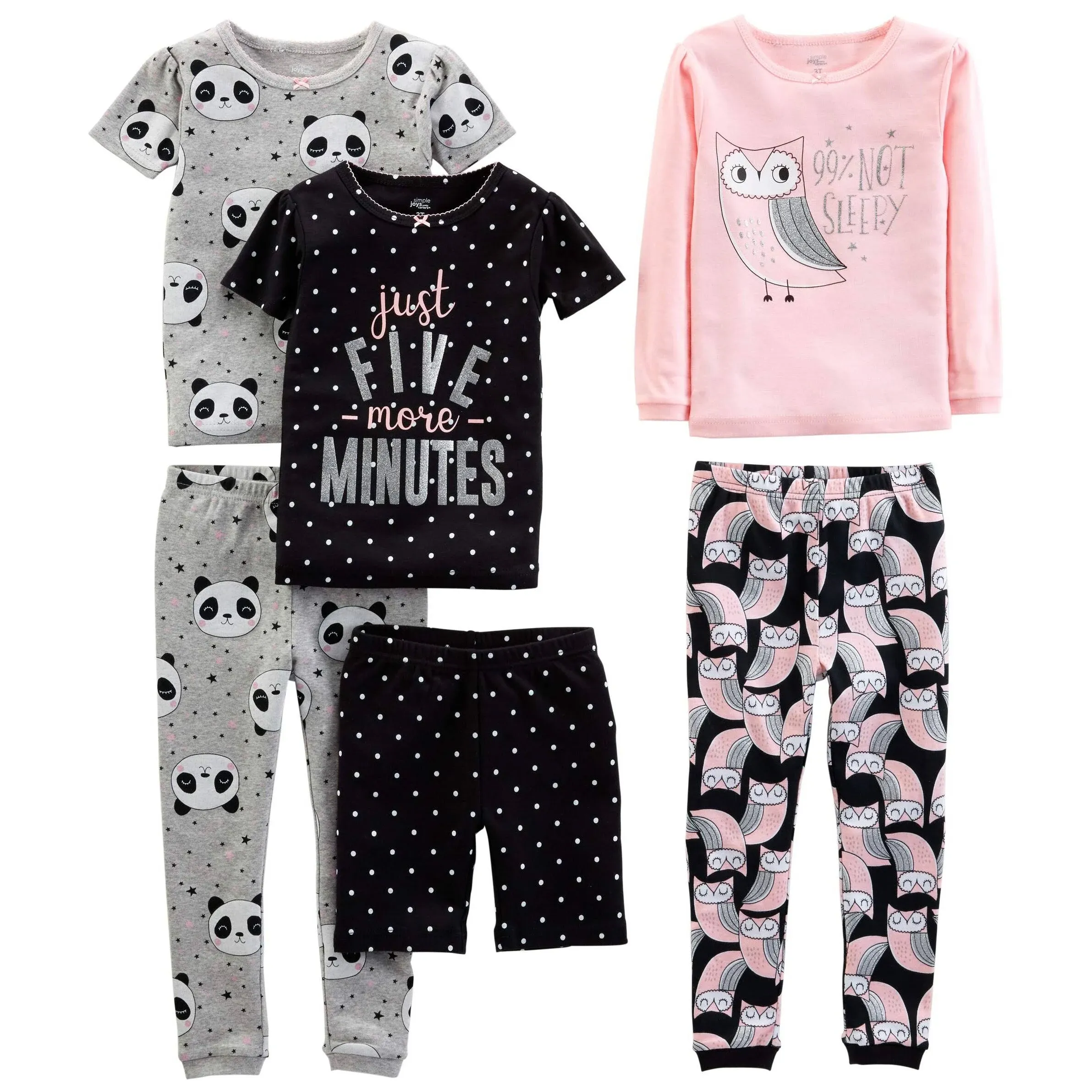 Simple Joys by Carter's Girls' 6-Piece Snug Fit Cotton Pajama Set