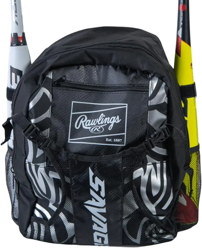 Rawlings | SAVAGE Backpack Equipment Bag | T-Ball/Youth Baseball & Softball | Multiple Styles