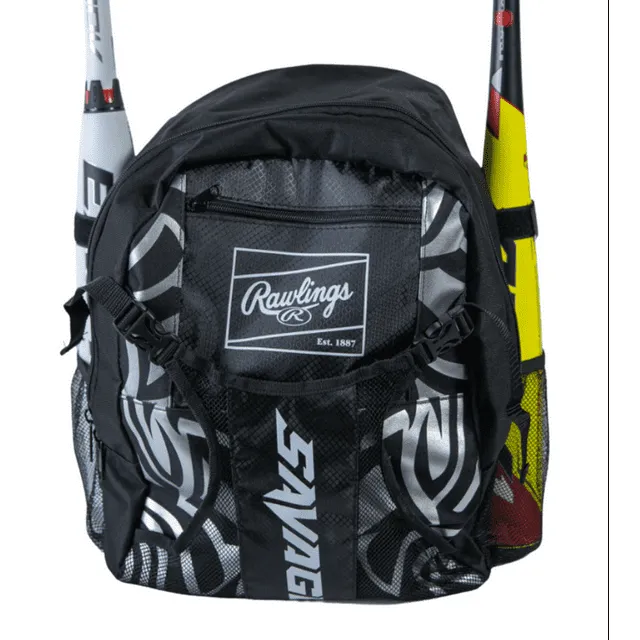 Rawlings | SAVAGE Backpack Equipment Bag | T-Ball/Youth Baseball & Softball | Multiple Styles