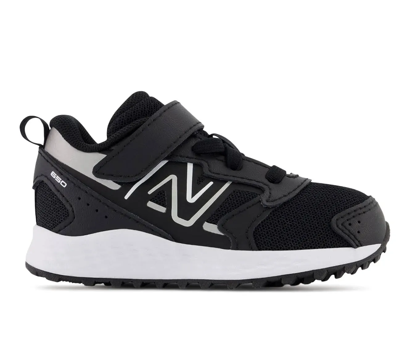 New Balance Kids' Fresh Foam 650 Bungee Lace with Top Strap Running Shoes - Black/Grey/White (Size 3)