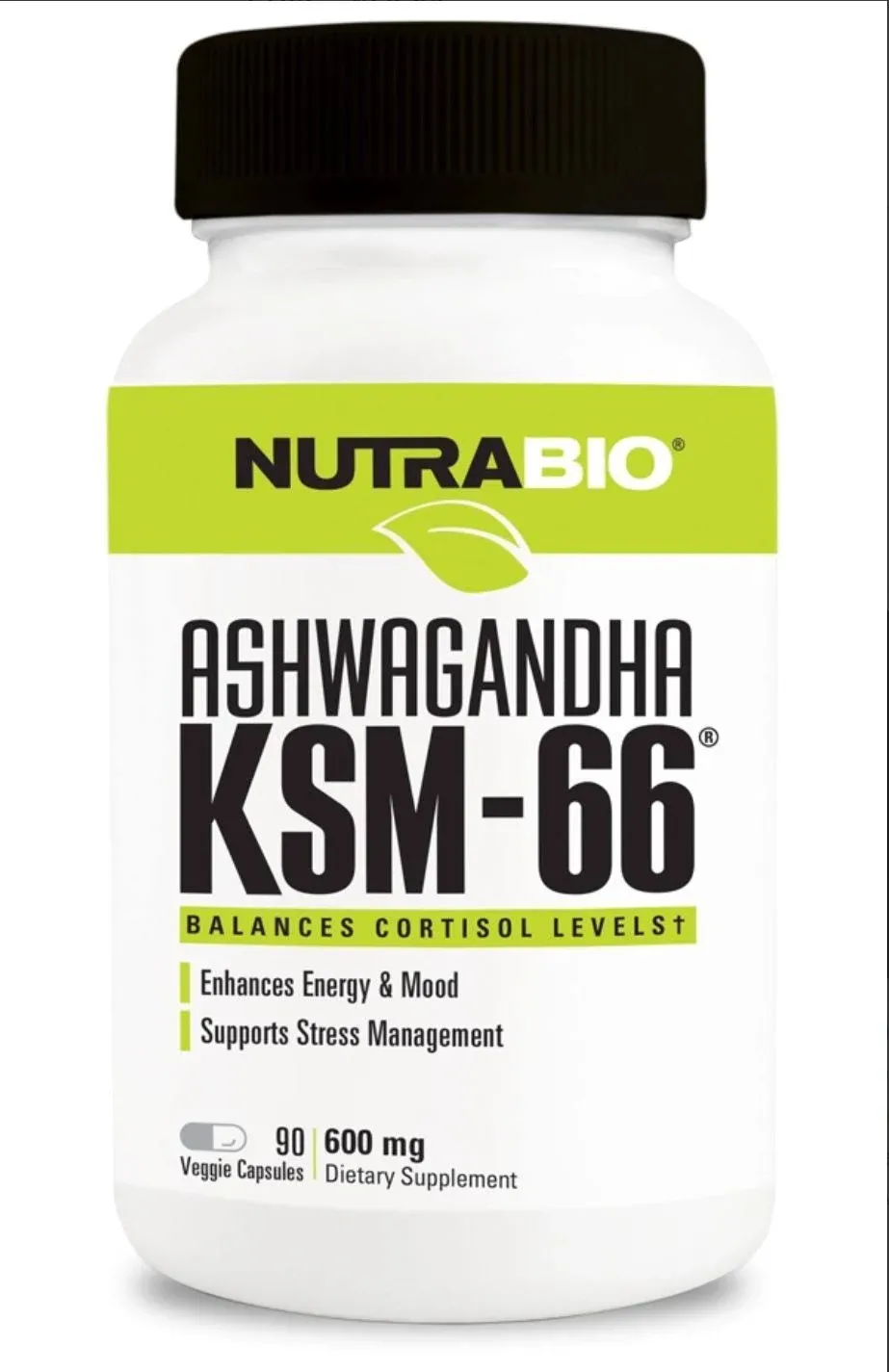 NutraBio Ashwagandha KSM-66 600 mg - 90 Vegan Capsules