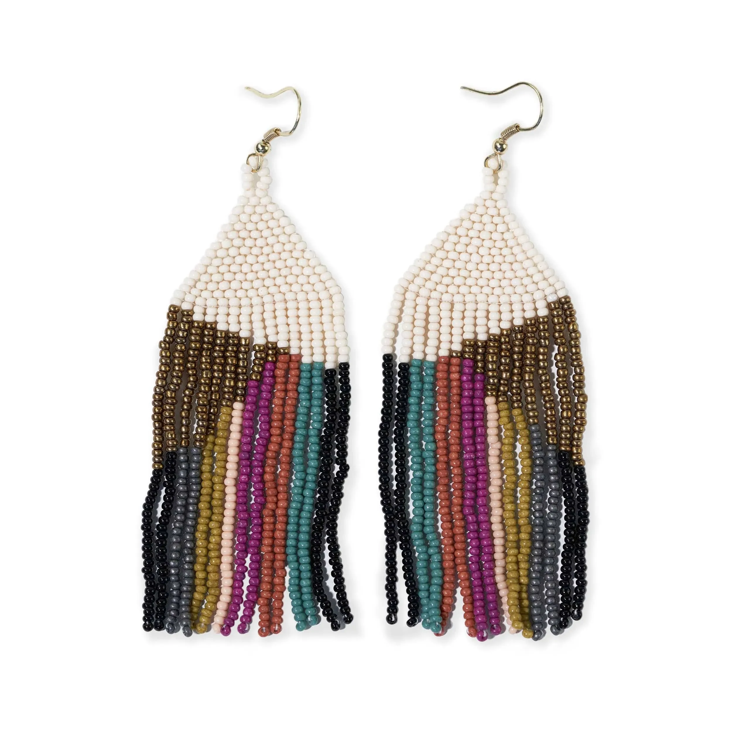 INK+ALLOY Beaded Boho Earrings for Women Dangling, Elise Seed Bead Fringe Statement Earrings, Hypoallergenic Handmade Jewelry for the Modern Bohemian, 4-Inch Length