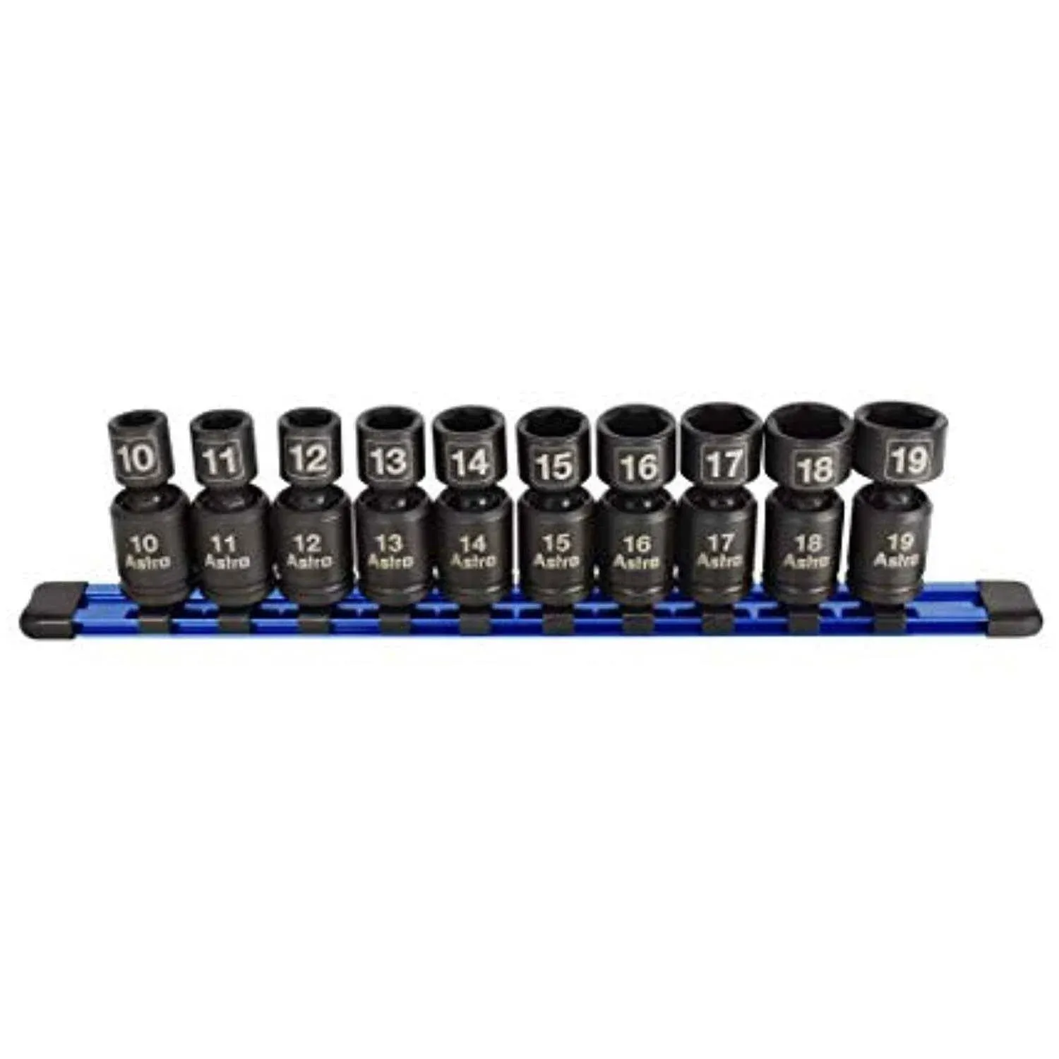 Astro Pneumatic Tool 78344 10-Piece 3/8" Drive Nano Pinless Universal Impact Sockets - Metric, Black