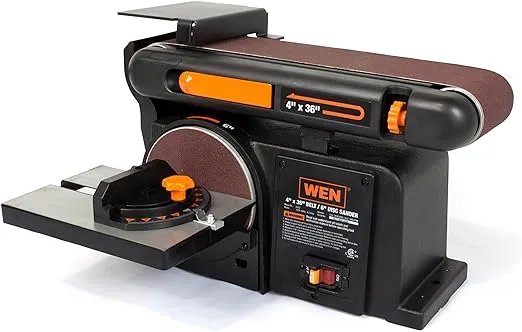 WEN Benchtop Belt and Disc Sander with 4 x 36 in. Belt, 6 in. Disc and Cast I...