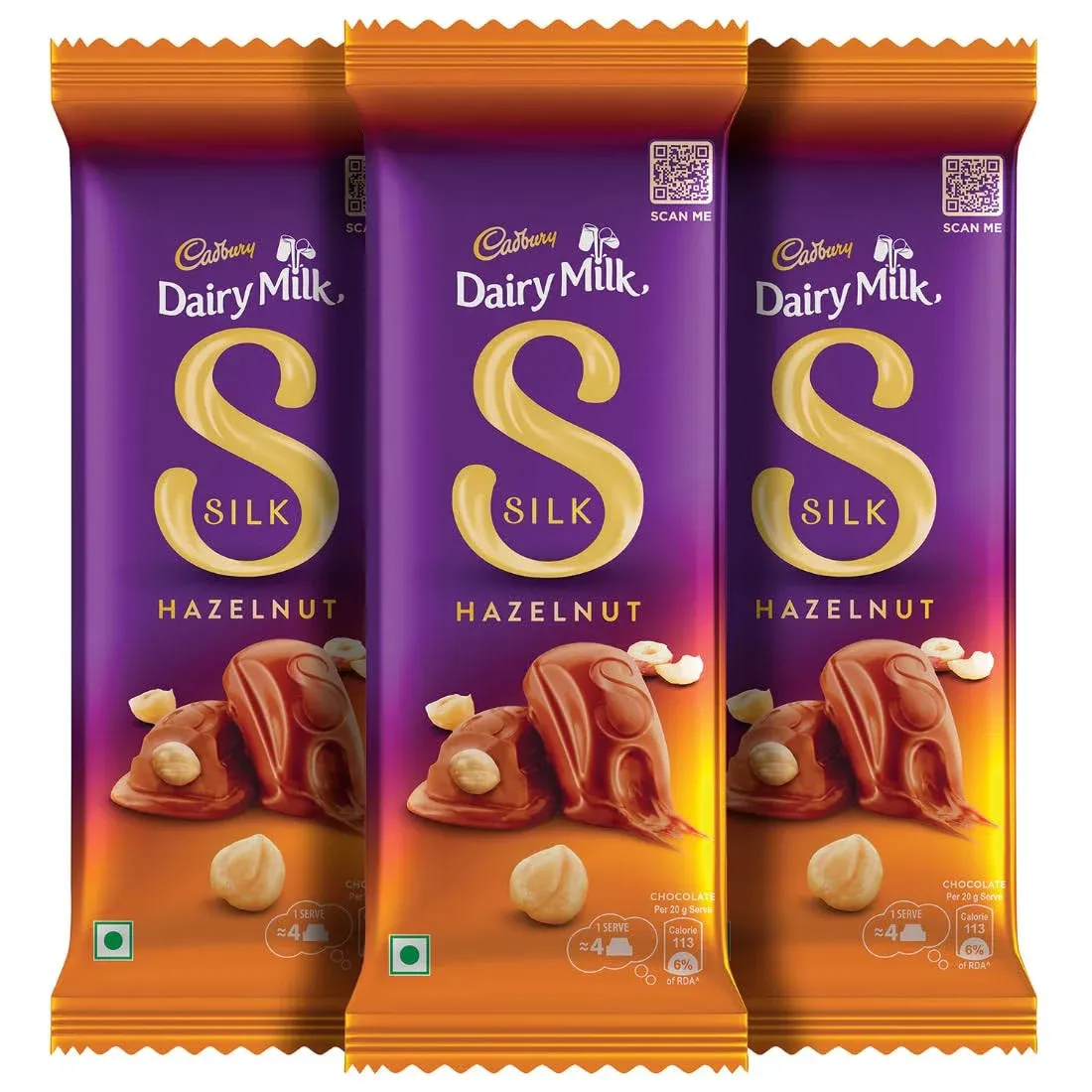 Cadbury Dairy Milk Silk Hazelnut Chocolate Bar, Pack of 3 x 143g