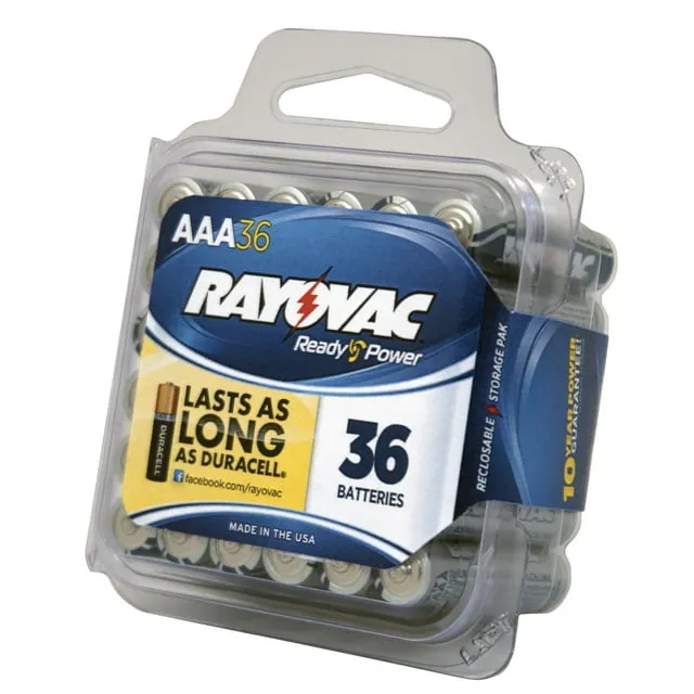 Rayovac AAA Batteries, Alkaline Triple A Batteries (36 Battery Count)Rayovac AAA Batteries, Alkaline Triple A Batteries (36 Battery Count)