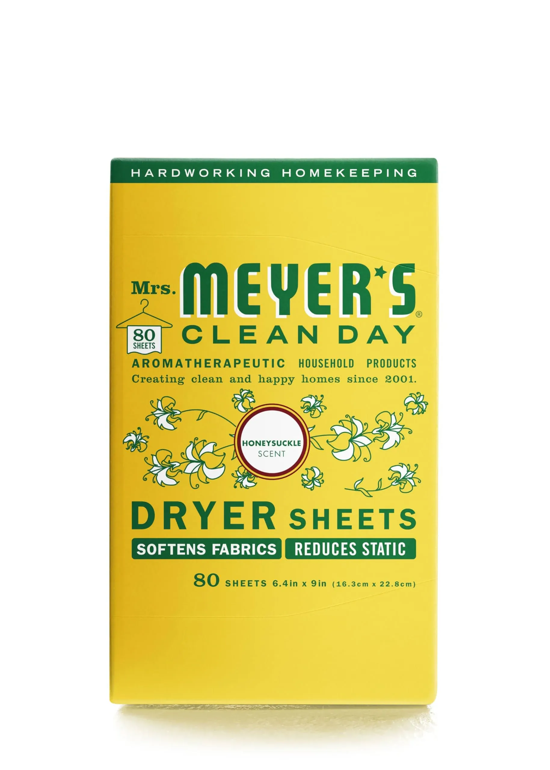 Mrs. Meyer's Clean Day Dryer Sheets, Honeysuckle Scent - 80 sheets