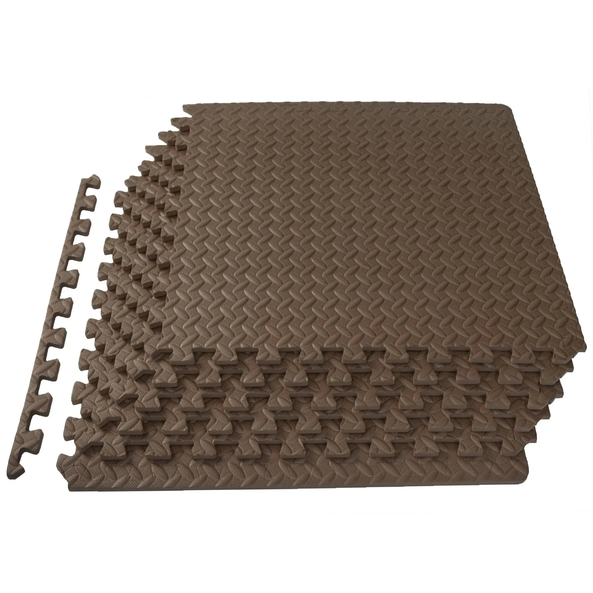 ProsourceFit Exercise Puzzle Mat 1/2-in Tiles - 24 Sq ft - Brown