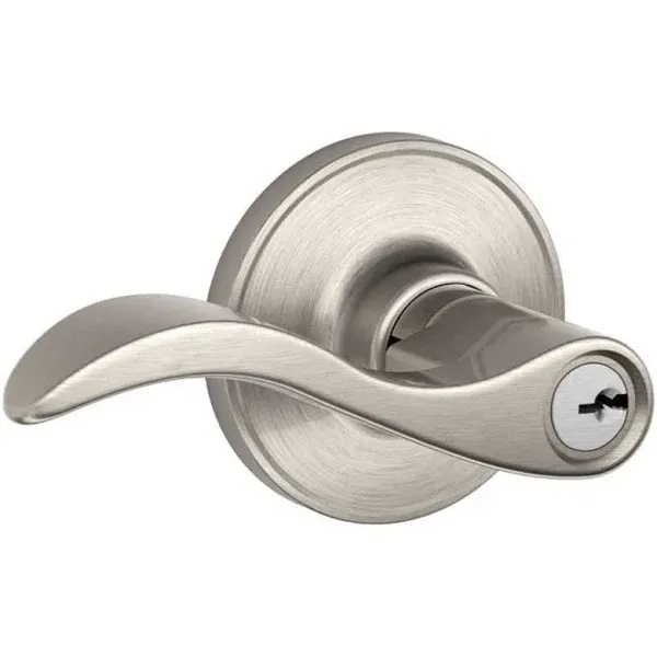 Schlage Seville Lever Keyed Entry LOCK; Satin Nickel