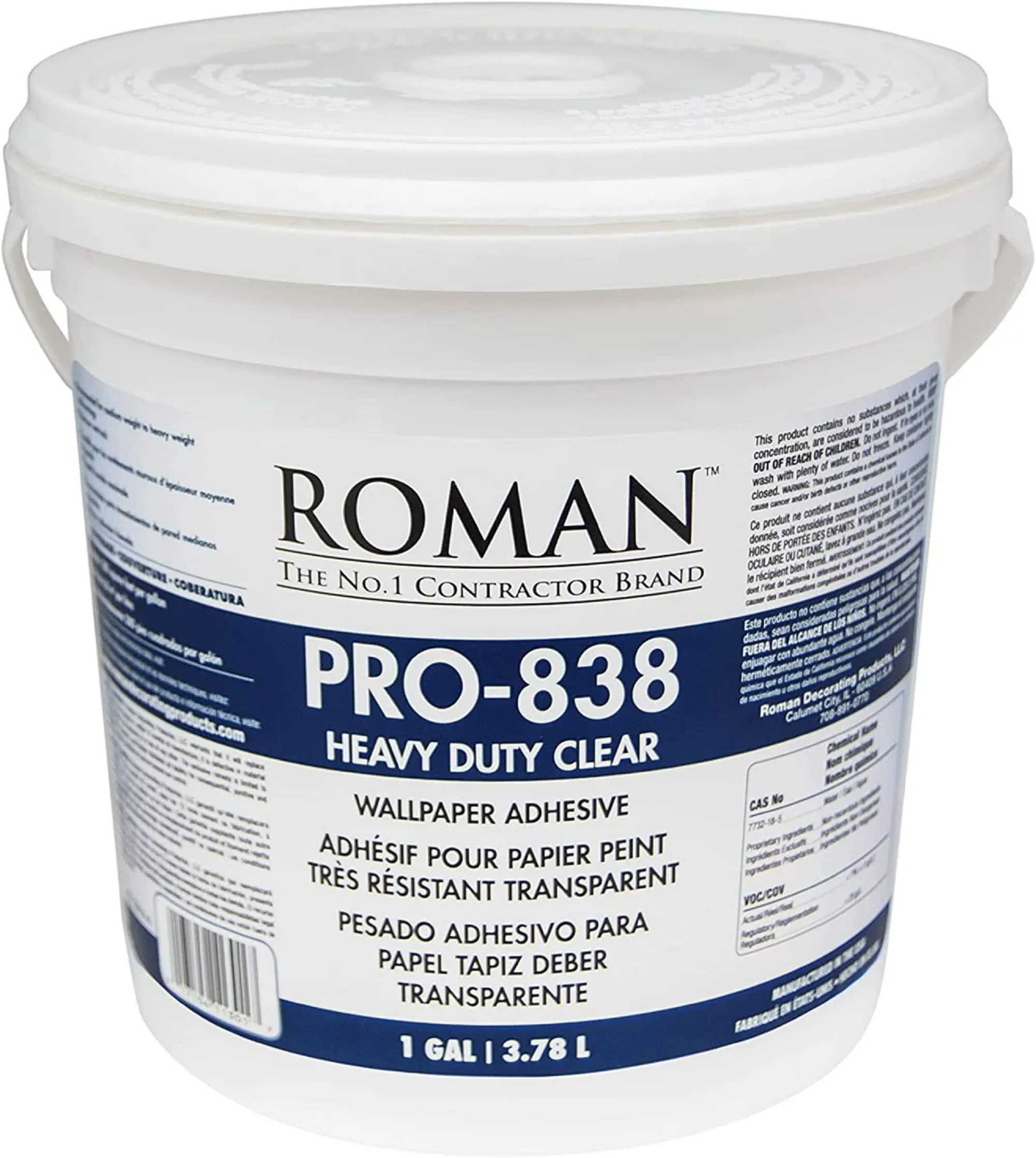 Roman PRO-838 Heavy Duty Clear Wallpaper Adhesive 1 Gallon