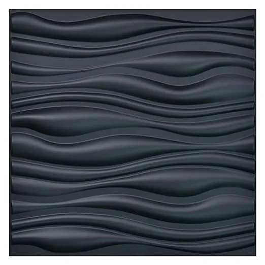 Art3d PVC Wave Board Textured 3D Wall Panels, Black, 19.7" x 19.7" (12 Pack)