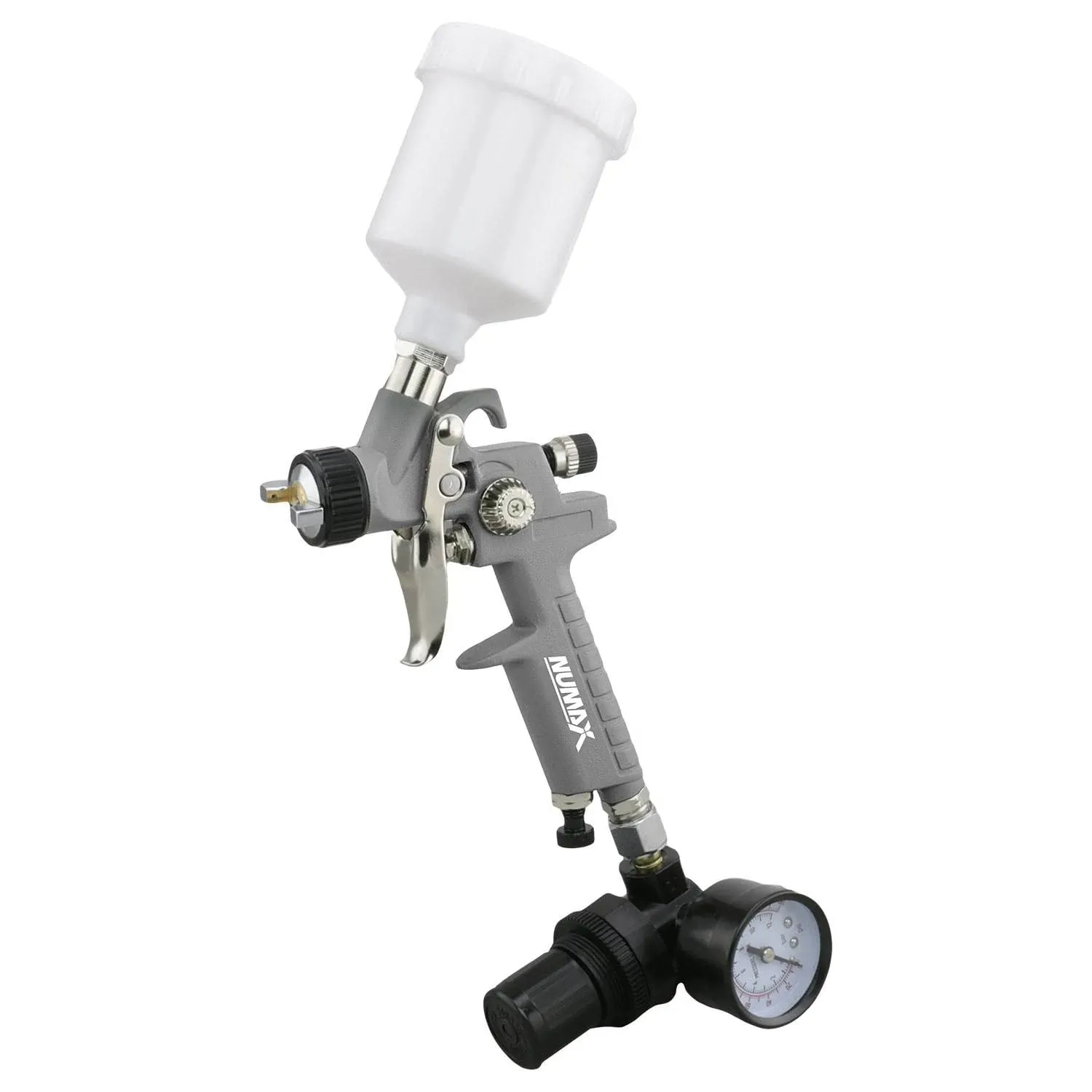 NuMax SPS08 Pneumatic 0.8mm Tip Mini HVLP Gravity Feed Spray Gun with 125cc Plastic Cup