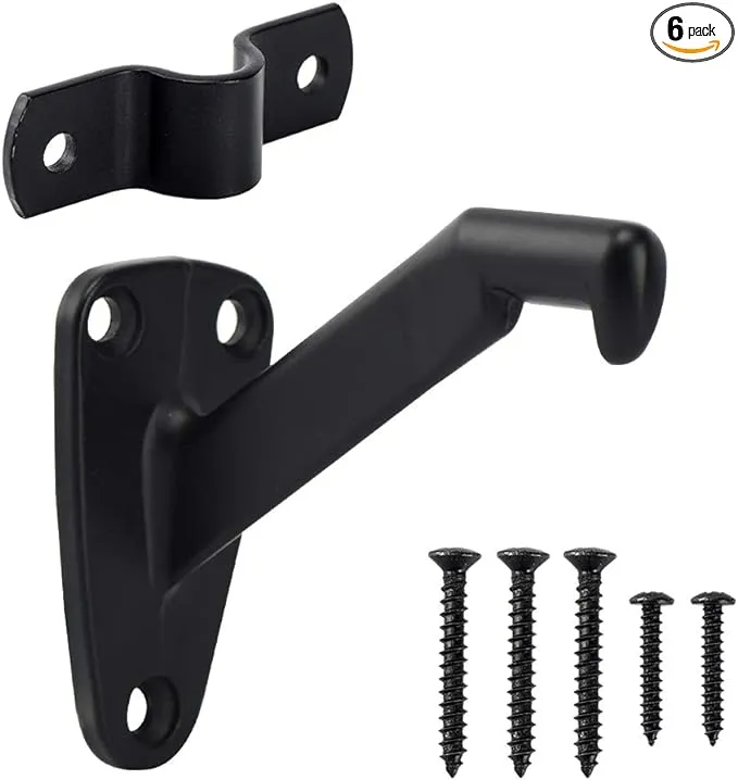 HOME MASTER HARDWARE Handrail Stair Brackets Heavy Duty Staircase Hand Rail Bracket Matte Black 6 Pack