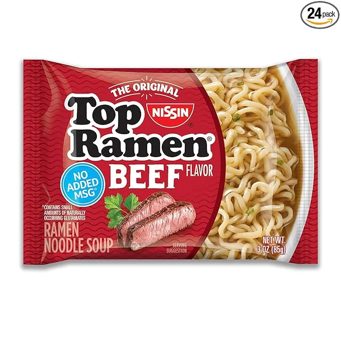 Nissin Beef Ramen Noodle Soup, 24 ct