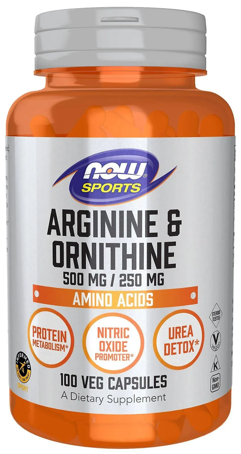 Now Foods Arginine & Ornithine 100 Capsules