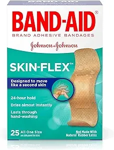 Band-Aid Brand Skin-Flex Adhesive Bandages for First Aid & Wound Care of Minor Cuts, Scrapes & Burns, Flexible Sterile Bandages Great for Fingers, Hands & Knees, Assorted Sizes, 60 ct