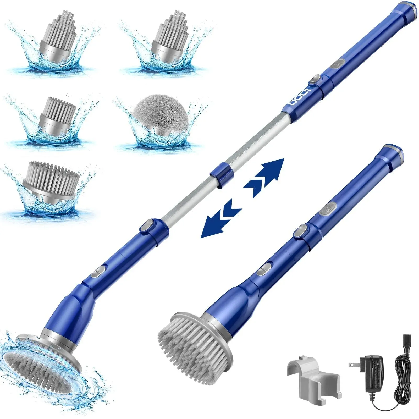 iDOO Electric Spin Scrubber, Shower Scrubber Cleaning Brush with 5 Replaceable ...