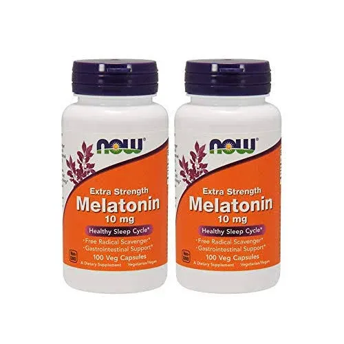 Melatonin, 10 mg, 100 Vcaps by Now Foods (Pack of 2)