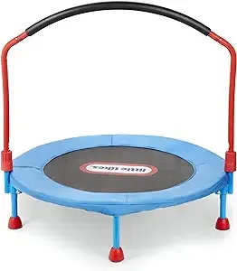 Little Tikes Easy Store 3-Foot Trampoline, with Hand Rail, Blue