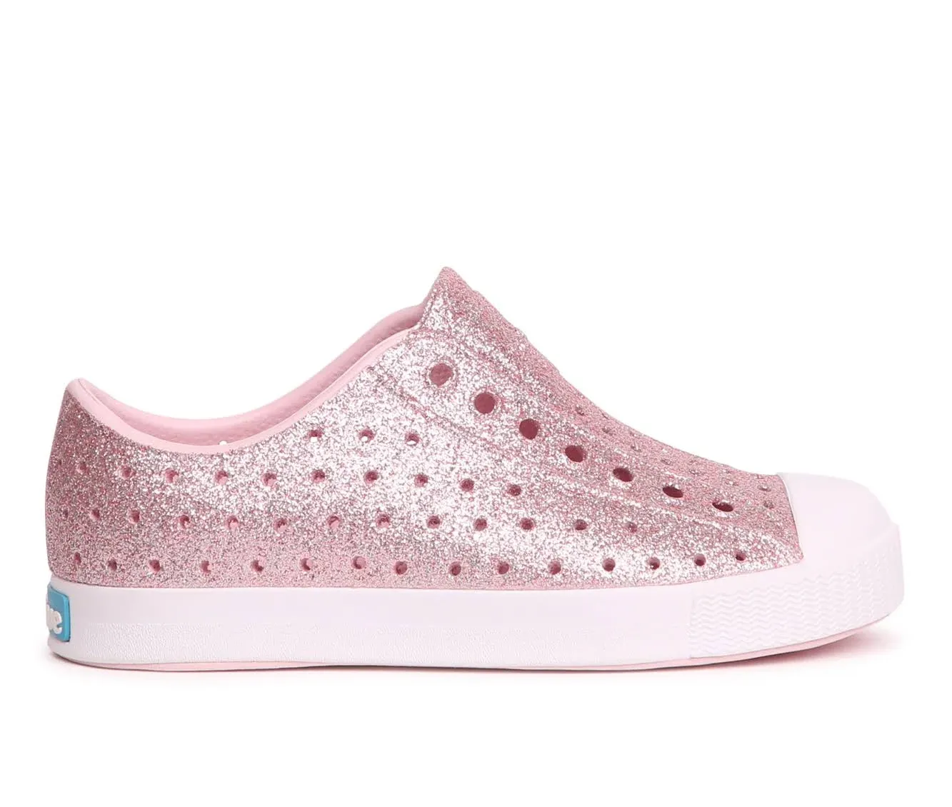 Native Jefferson Shoes Milk Pink Bling/Shell White