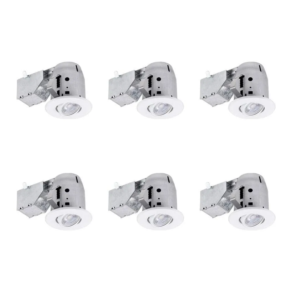 Commercial Electric 3 in. White LED Directional Round Trim Recessed Light 6 Pack