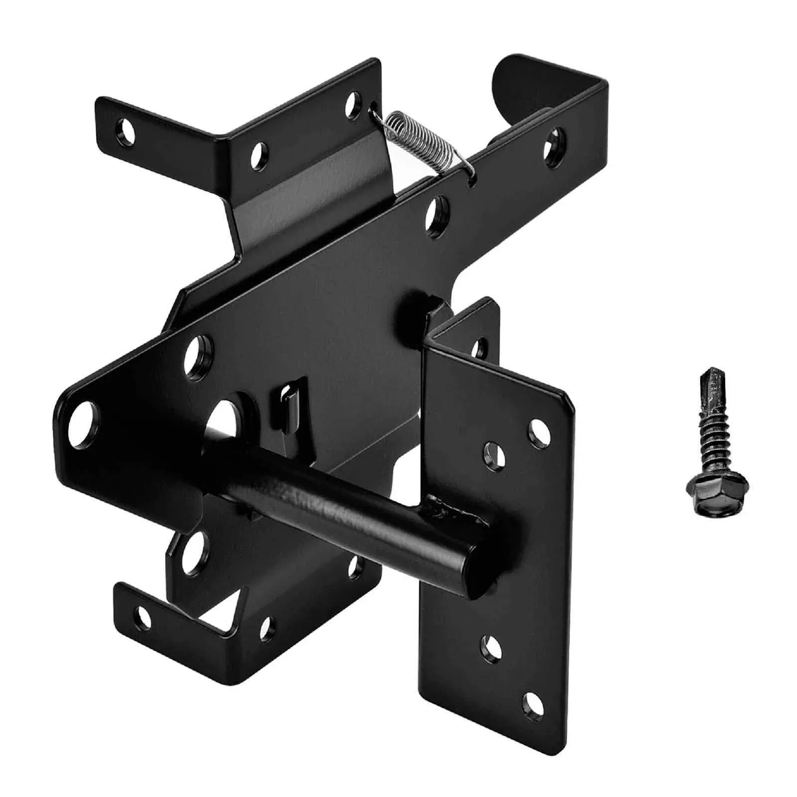 Heavy Duty Fence Self Locking Gate Latch Black Finishing Post Mount Steel