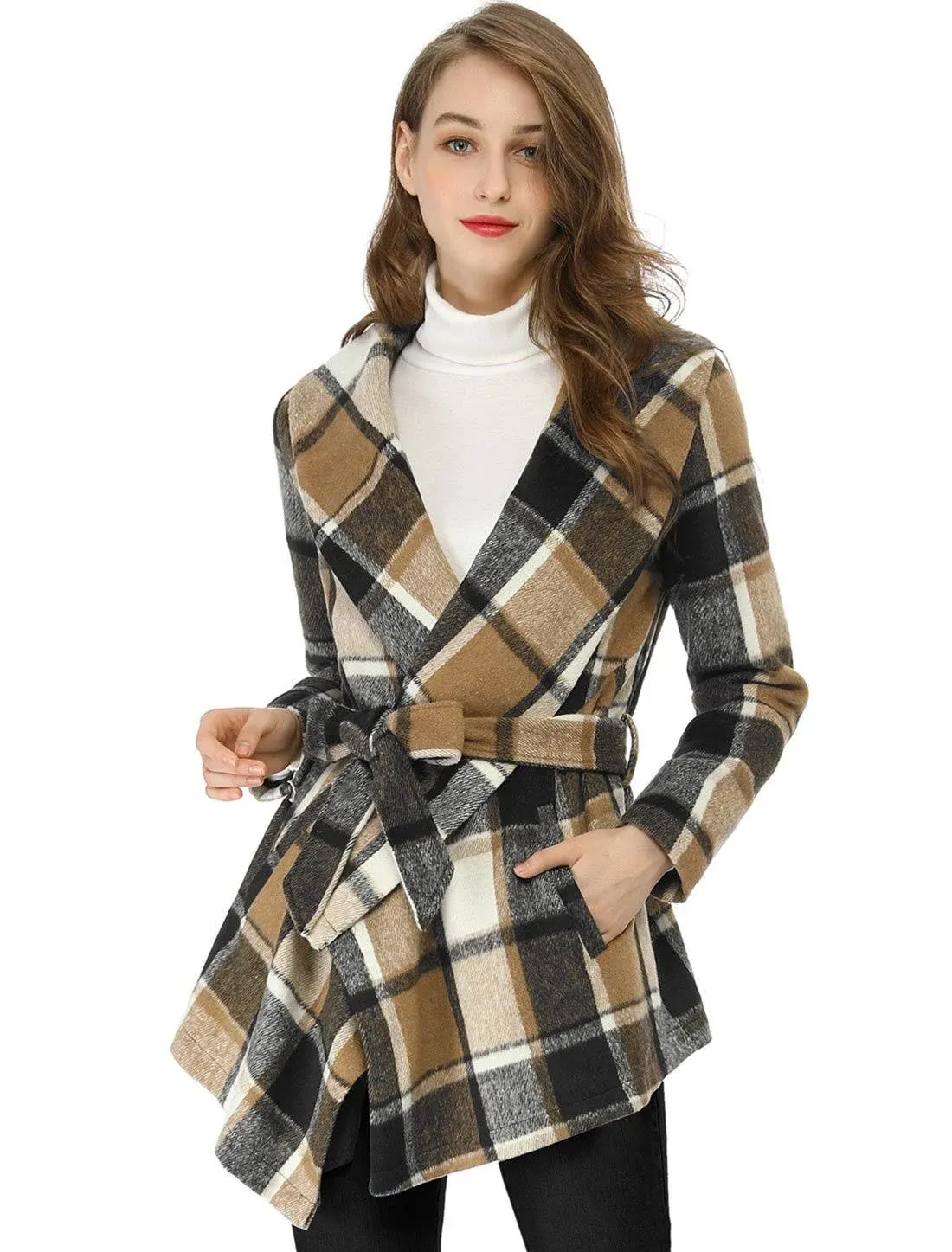 Plaid Wrap Coat