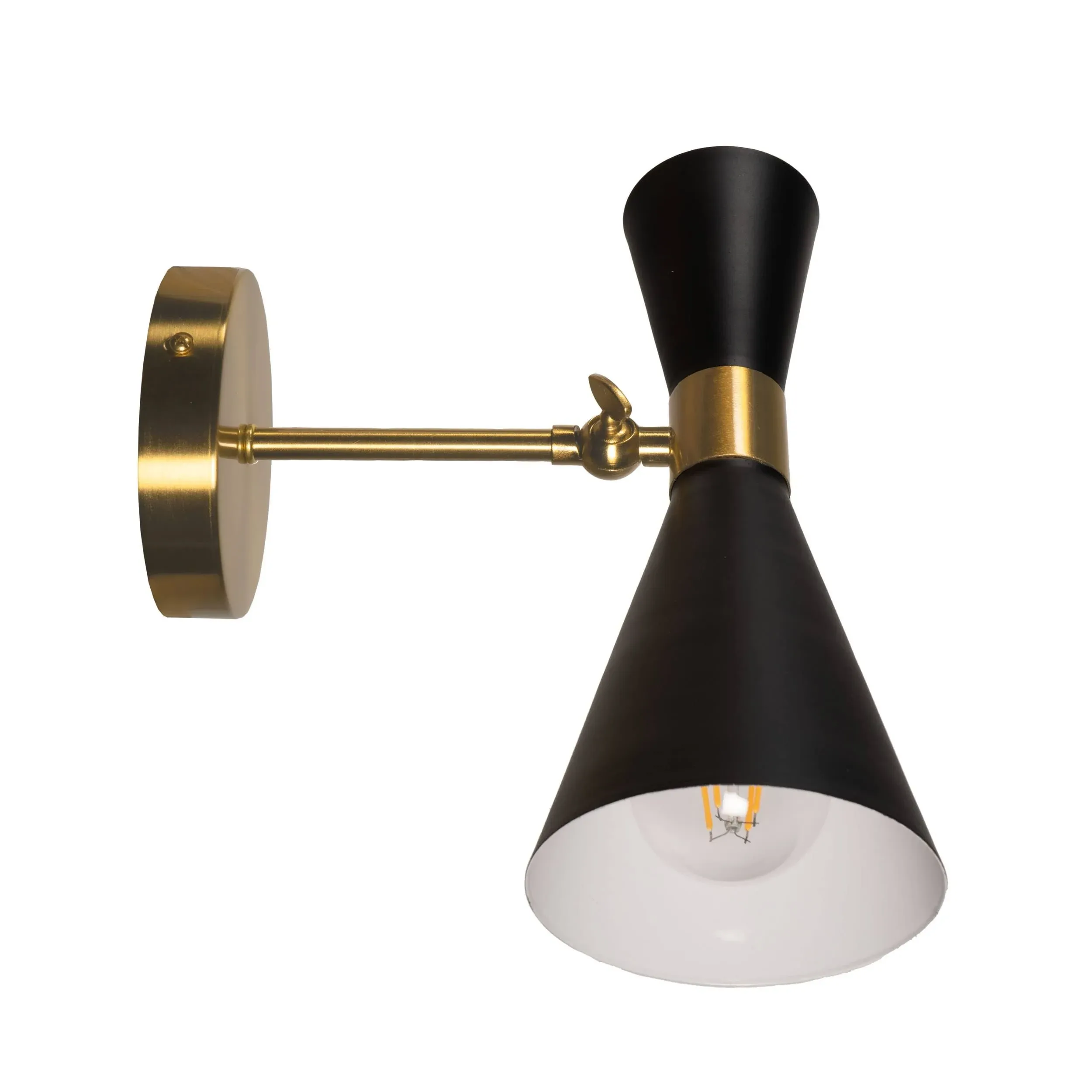 Calvin One Armed Black and Brass Metal Wall Sconce