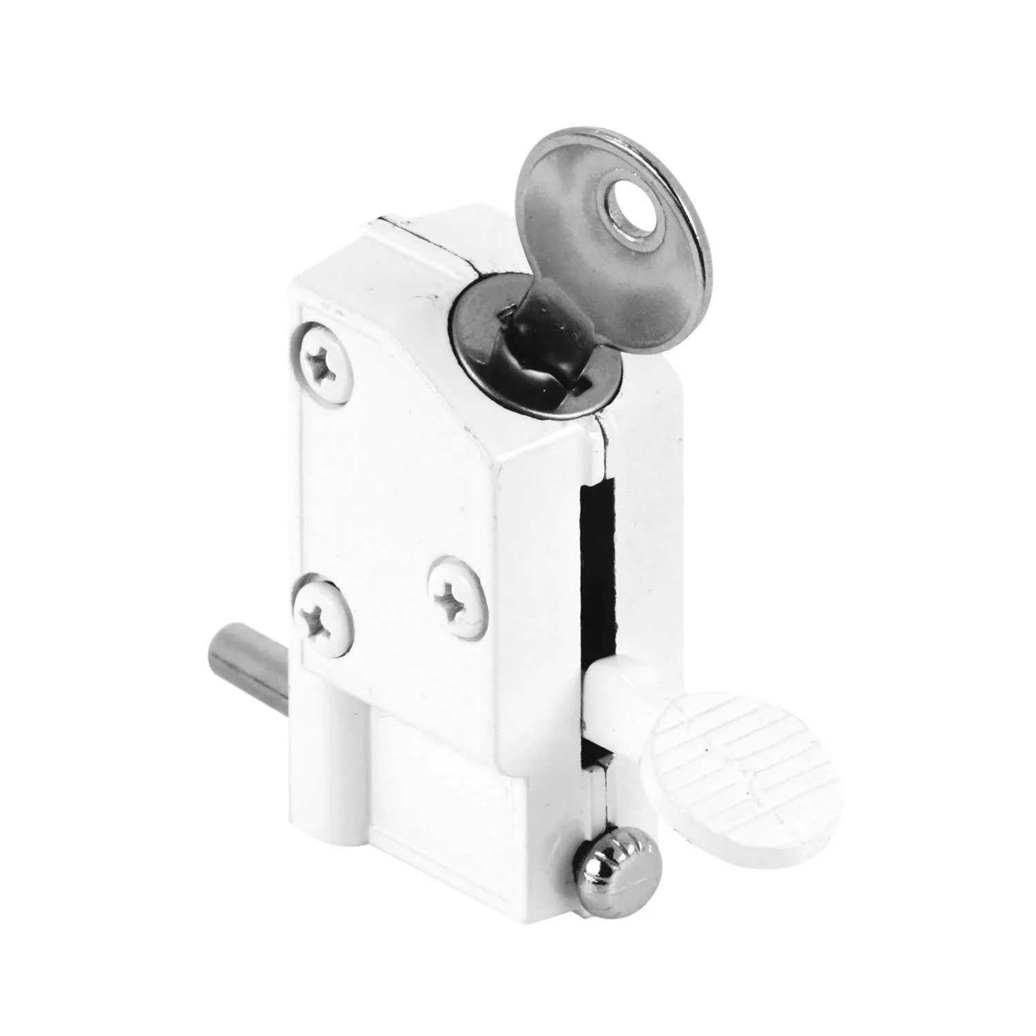 Prime-Line U 9884 Diecast, White, Keyed Step-On, Sliding Patio Door Lock (Single Pack)