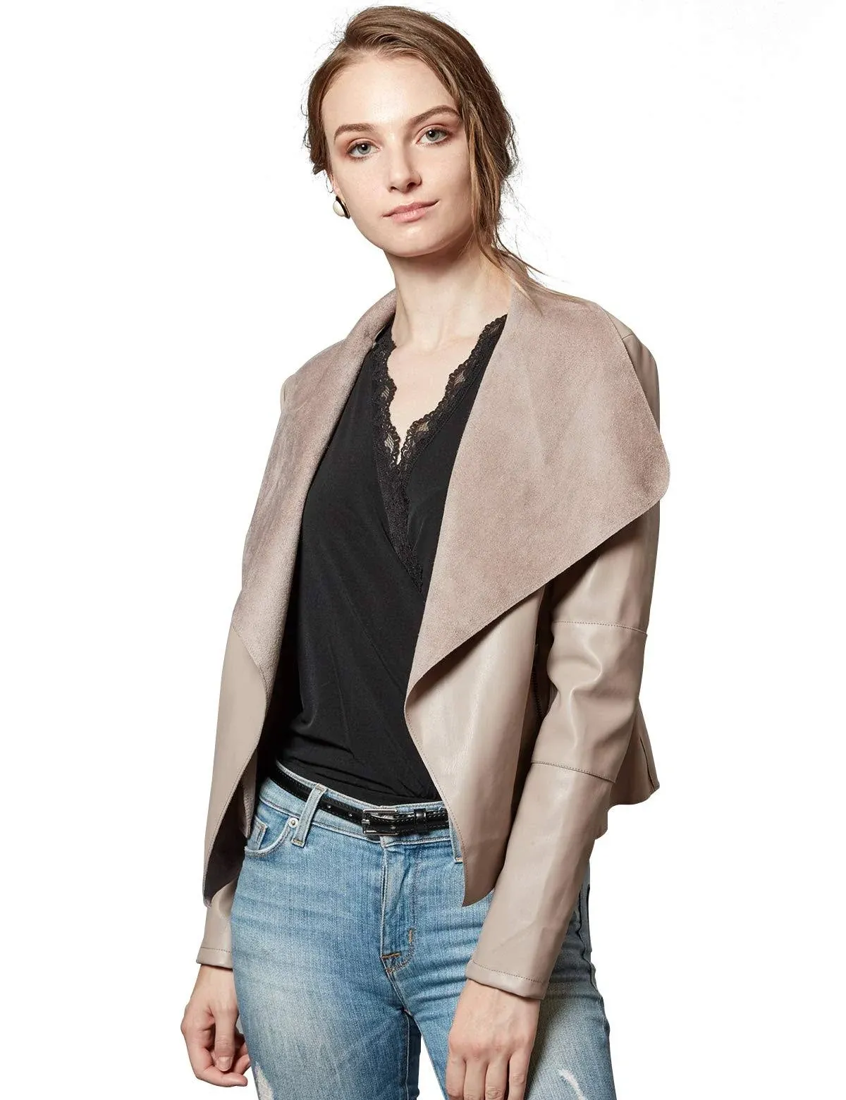 Escalier Women's Slim Open Front Lapel Blazer