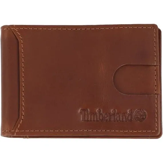 Timberland Men&#039;s Leather Slim Fold Money Clip Wallet