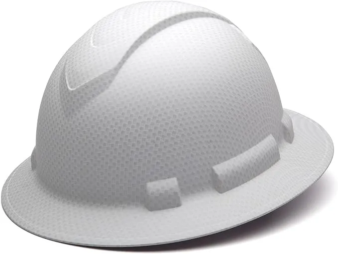 Pyramex HP54116 Ridgeline Full Brim Hard Hat - 4-Point Ratchet Suspension - Matte White Graphite