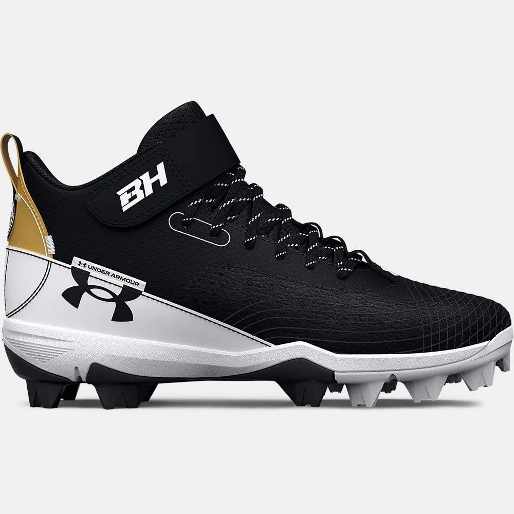 Under Armour Boys' Harper 7 Mid RM Jr. Baseball Cleats - Black, 11K