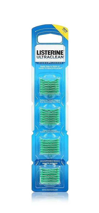 REACH® Listerine Ultraclean Access Flosser Refill Heads | Dental Flossers | Refillable Flosser | Effective Plaque Removal | Mint Flavored | 28 ct, 3 Pack, Package May Vary