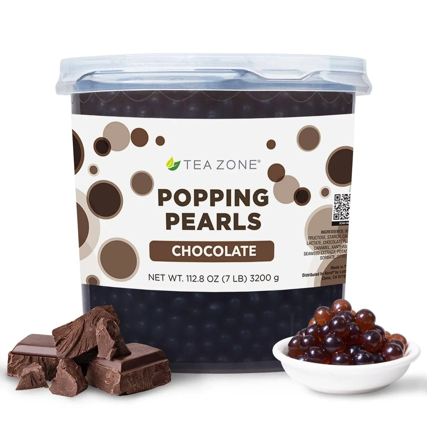 Tea Zone Chocolate Popping Pearls/ Popping Boba (B2071, 7 lbs) for Boba Tea