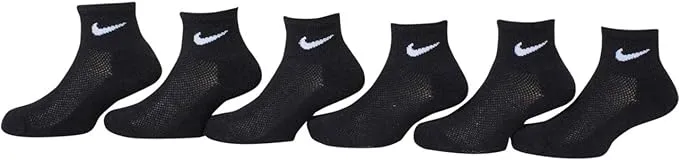 Nike Kids' 6 Pack Youth X-Small Cushioned Ankle Socks (Black)