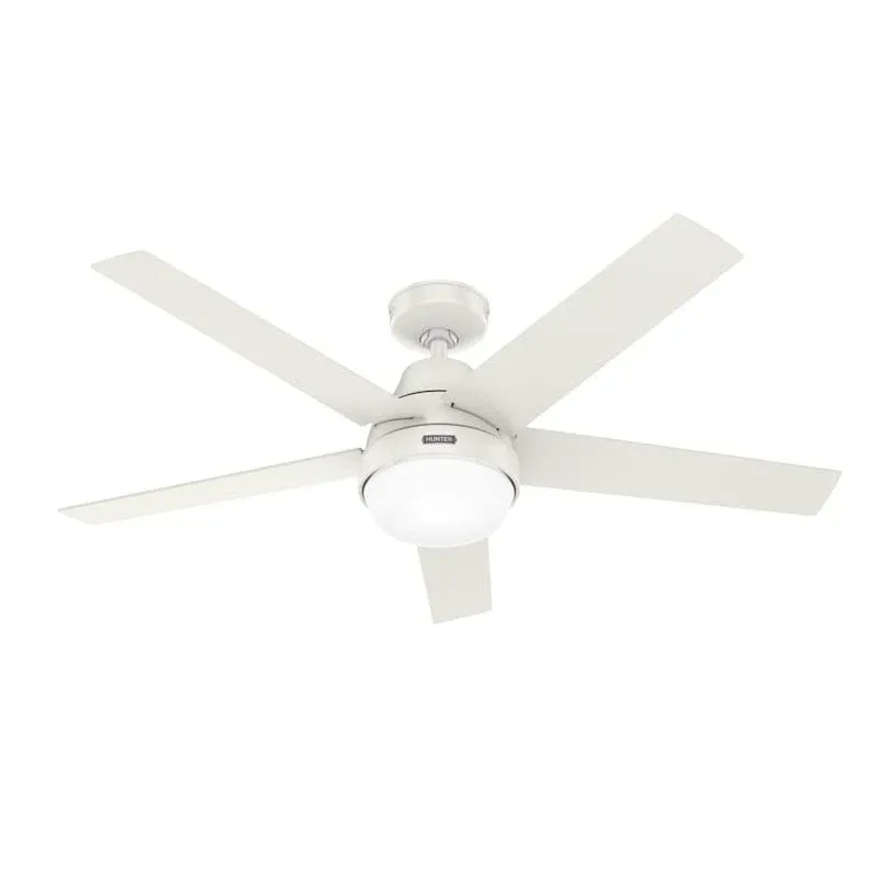 Hunter Aerodyne 52-inch Indoor Fresh White Casual Ceiling Fan With Bright LED Light Kit, Remote Control, Reversible WhisperWind Motor and SureSpeed Technology Included