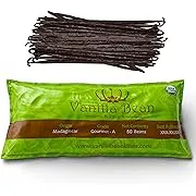 50 Organic Madagascar Vanilla Beans. Whole Grade A Vanilla Pods for Vanilla Extract and Baking