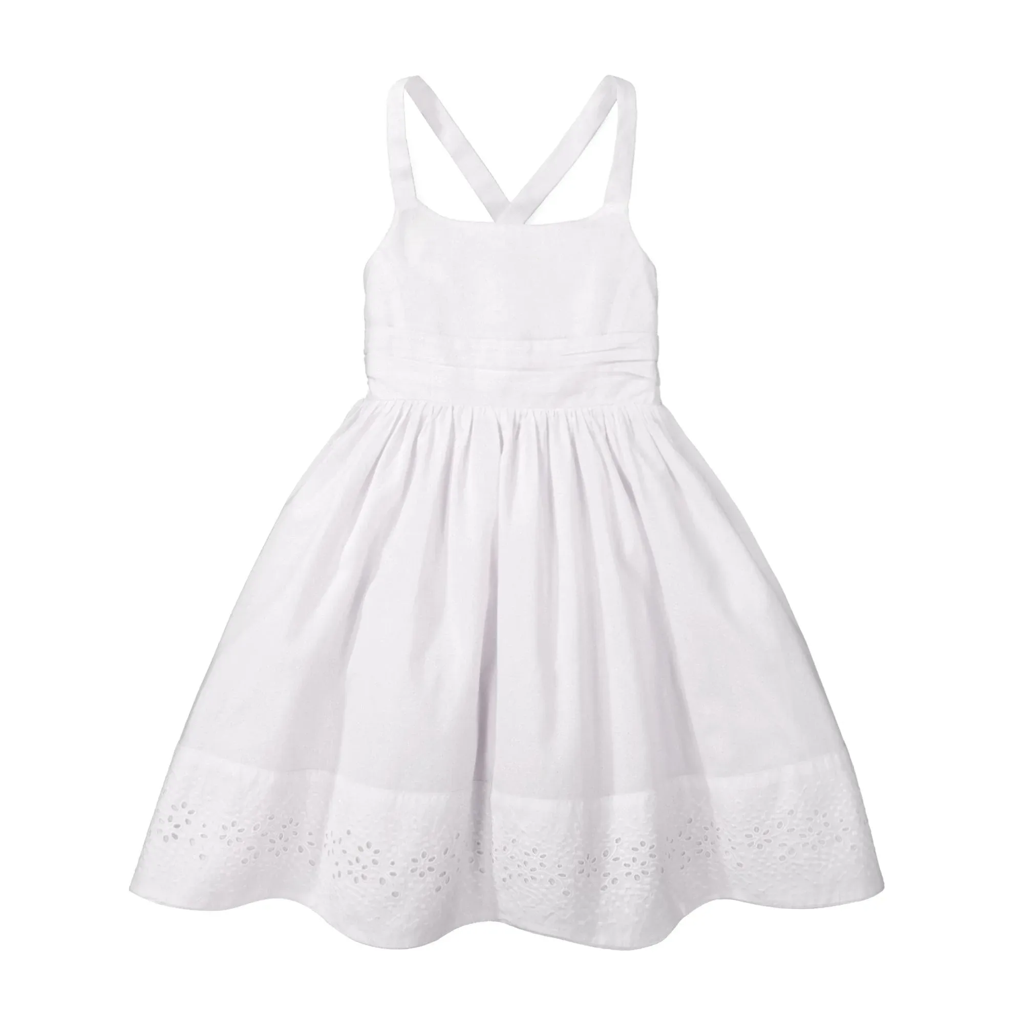 Hope & Henry Girls' Sleeveless Special Occasion Sun Dress with Bow Back Detail and Embroidery