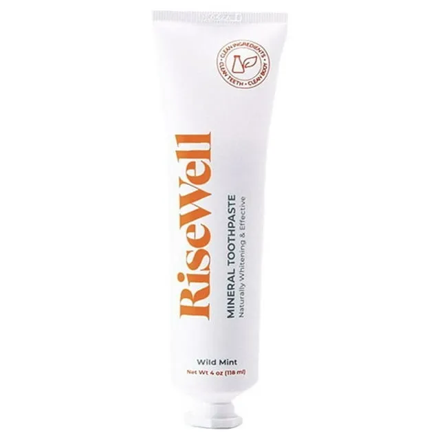 RiseWell Natural Hydroxyapatite Toothpaste - Fluoride-Free, SLS-Free, Whitening, Remineralizing, Sensitive Teeth - Dentist Recommended - Wild Mint, 4 oz - Made in The USA