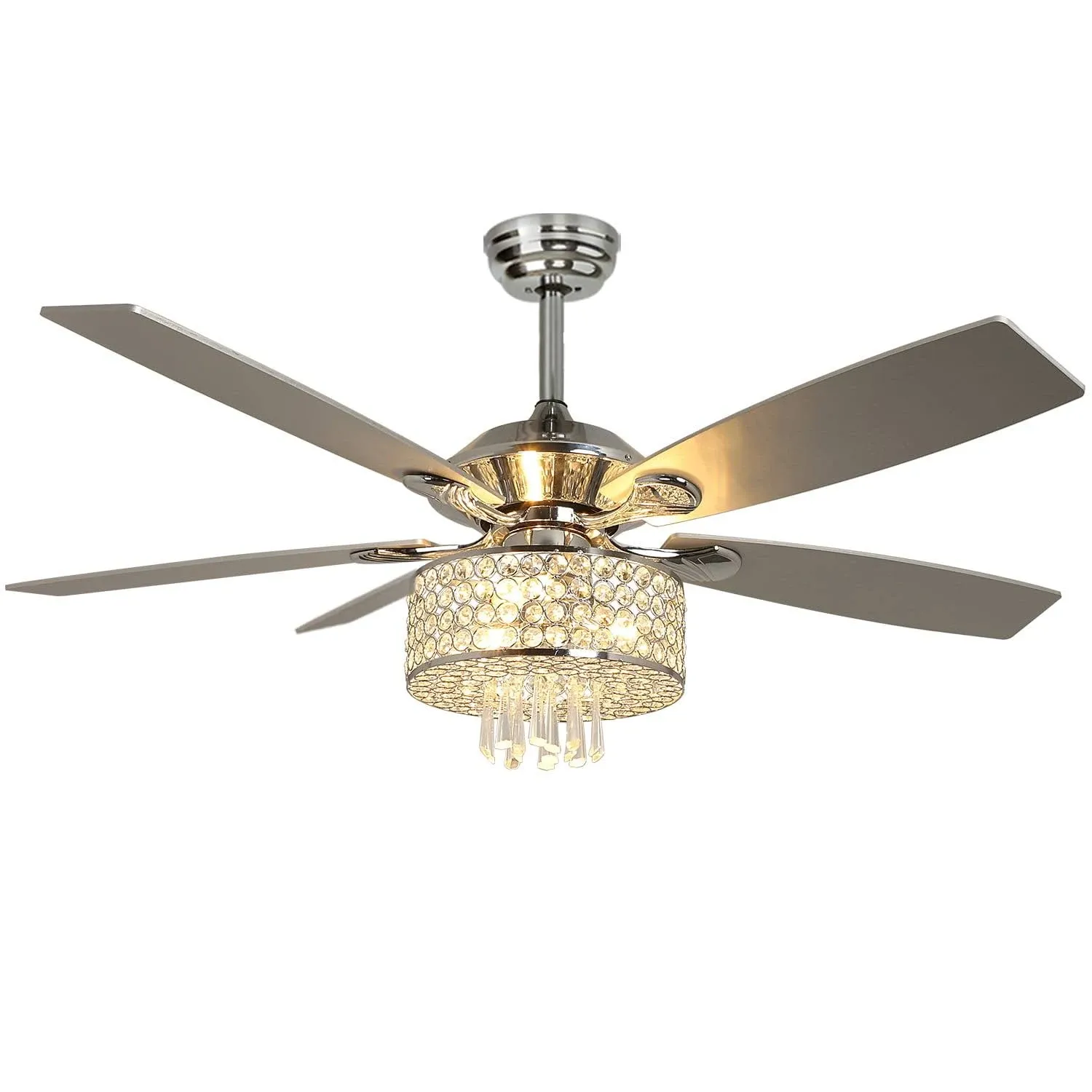 Depuley 52" Remote Crystal Ceiling Fan with Lights