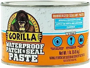 Gorilla Waterproof Patch & Seal Rubberized Sealant Paste, White, 1 Pound Can (Pack of 1)