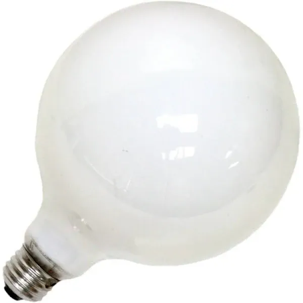 White Globe Light Bulb, 60 Watt, 5 In.-Diameter