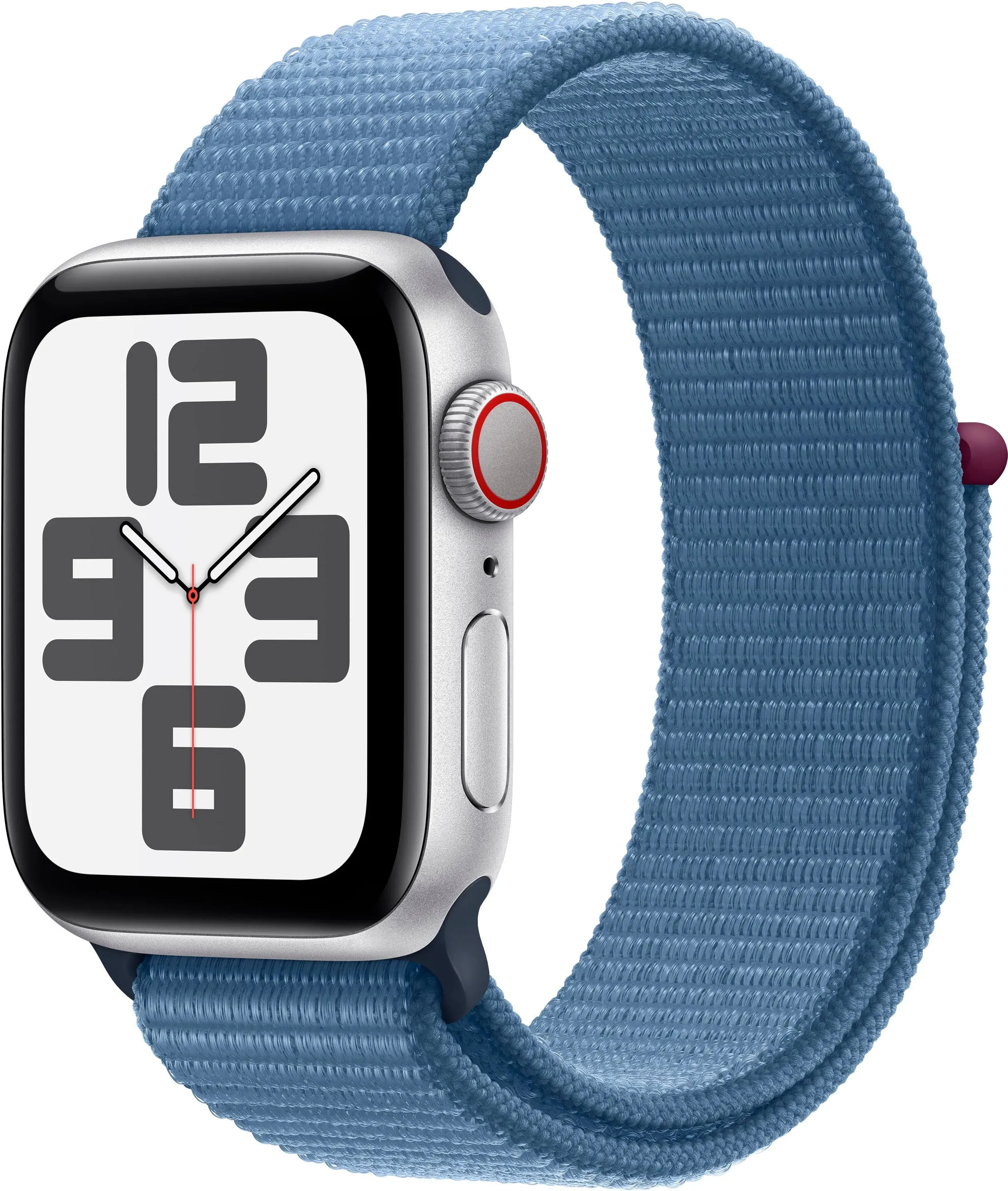 Apple Watch SE (2nd Generation) 40mm / Silver Aluminum Case with Winter Blue Sport Loop / GPS + Cellular